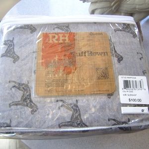 Ruff Hewn Queen Flannel Sheet Set NWT Grey w/Black Labs